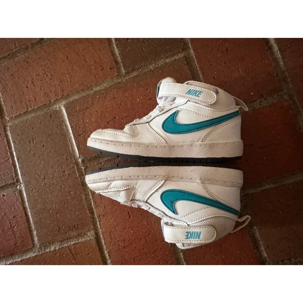 Nike Court Borough Mid 2 Kids White Teal Sneakers CD7784-117 Size 10C